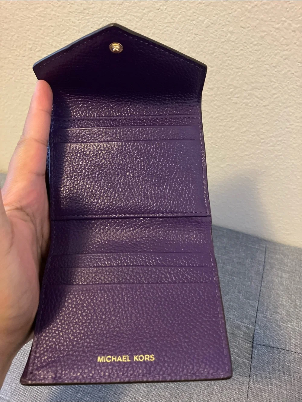 Michael Kors Deep Purple Pebbled Leather Envelope Wallet